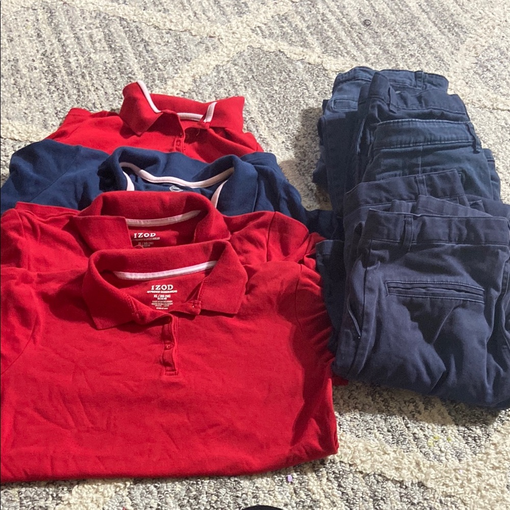 Izod Red Polo Shirt Casual Cotton Blend